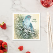 Serviette En Papier Cocktail Bluebird Holiday Napkin (En situation)