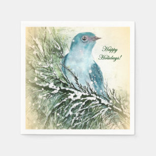 Serviette En Papier Cocktail Bluebird Holiday Napkin