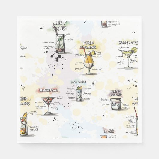 Serviette En Papier Cocktail Boisson Recette Conception (Devant)