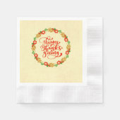 Serviette En Papier Cocktail bon thanksgiving Red Gold Wreath (Devant)