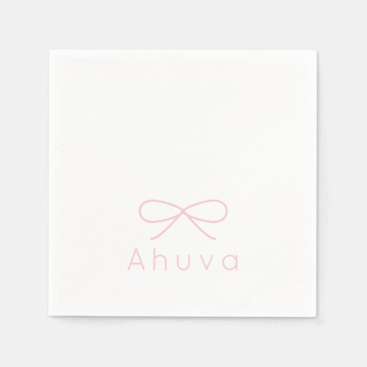 Serviette En Papier Cocktail Bow classique Napkin en rose bébé (Devant)