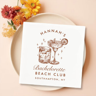 Serviette En Papier Cocktail Brun Rétro Enterrement de Vie de Jeune Fi