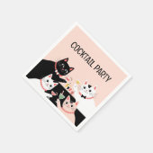 Serviette En Papier Cocktail chats rétro sophistiqué (Coin)
