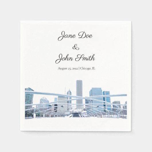 Serviette En Papier Cocktail Chicago personnalisé Napkin (Devant)