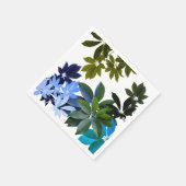Serviette En Papier Cocktail classique Feuille vert et bleu Napkin (Coin)