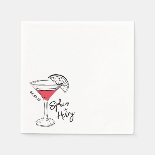 Serviette En Papier Cocktail cosmopolite à main (Devant)