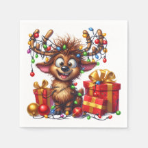 Cocktail Cute Reindeer Napkin