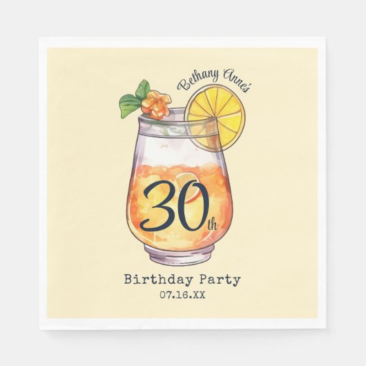 Serviette En Papier Cocktail d'aquarelle moderne fête d'anniversaire (Devant)