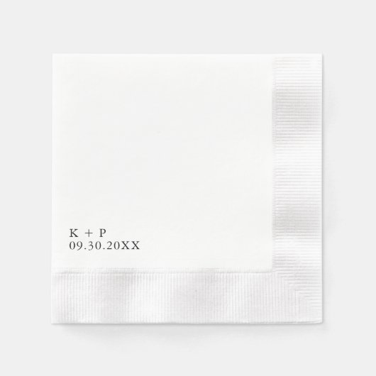 Serviette En Papier Cocktail Date + Initiale (Devant)