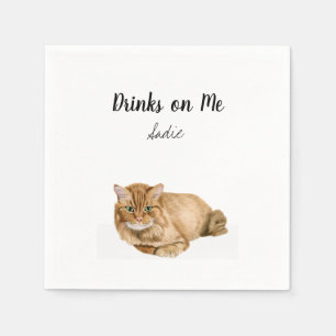 Serviette En Papier Cocktail de chats d'orange serviettes