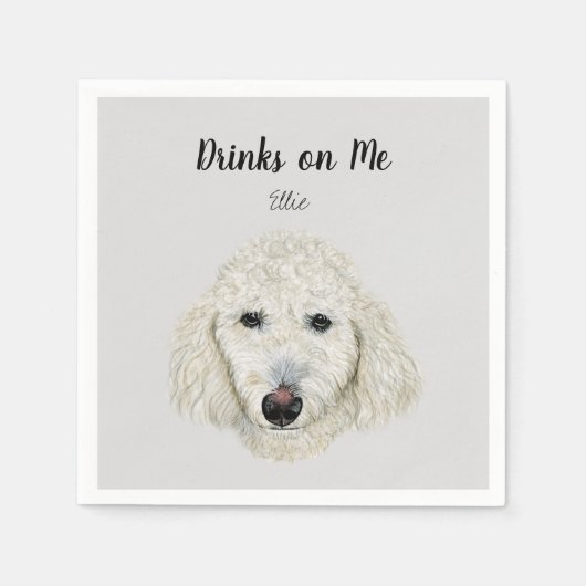 Serviette En Papier Cocktail de chien blanc serviettes (Devant)