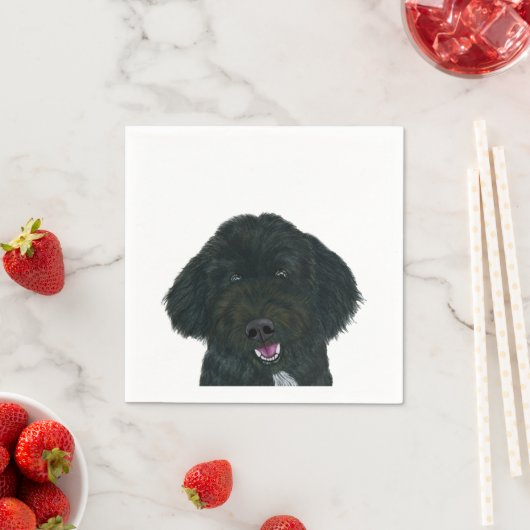 Serviette En Papier Cocktail de chien noir serviettes (En situation)
