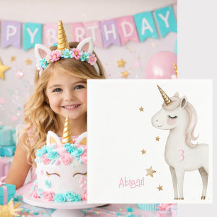 Serviette En Papier Cocktail de fête d'anniversaire de licorne magique
