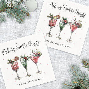 Serviette En Papier Cocktail de fête de Noël festive