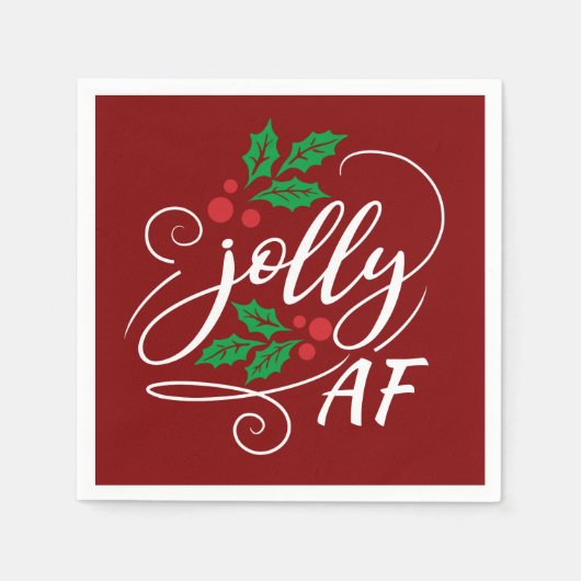 Serviette En Papier Cocktail de fête de Noël Jolly AF Boire un Humour (Devant)