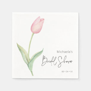 Serviette En Papier Cocktail de Fête des mariées Pink Tulip Solo