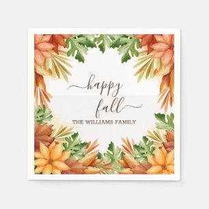 Serviette En Papier Cocktail de feuillage d'automne heureux