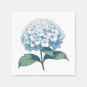Serviette En Papier Cocktail de fleurs d'hydrangea bleu élégant (Devant)