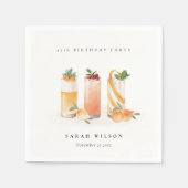 Serviette En Papier Cocktail de fruits rose mignon pour anniversaire t (Devant)