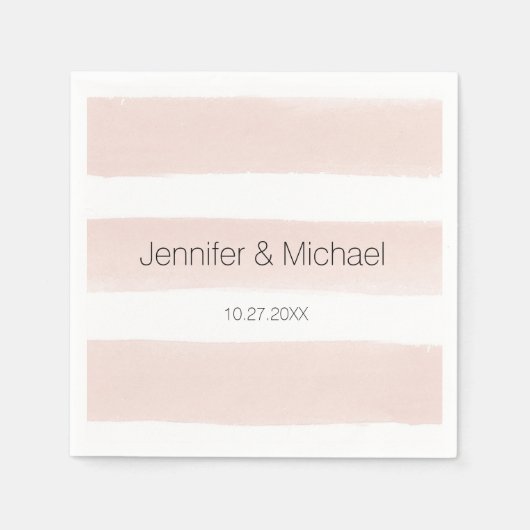 Serviette En Papier Cocktail de liqueur moderne Blush Stripes (Devant)