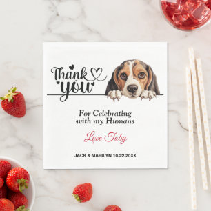 Serviette En Papier Cocktail de mariage avec chien Beagle