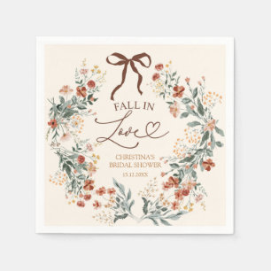 Serviette En Papier Cocktail de mariage Coquette Bow Automne Fleur Sau