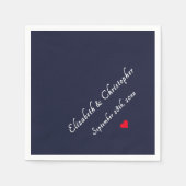 Serviette En Papier Cocktail de mariage Monogrammé bleu marine (Devant)