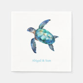 Serviette En Papier Cocktail de mariage personnalisé de plage de tortu (Devant)