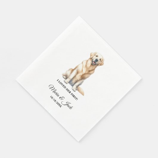 Serviette En Papier Cocktail de Mariage personnalisé du Yellow Lab (Coin)