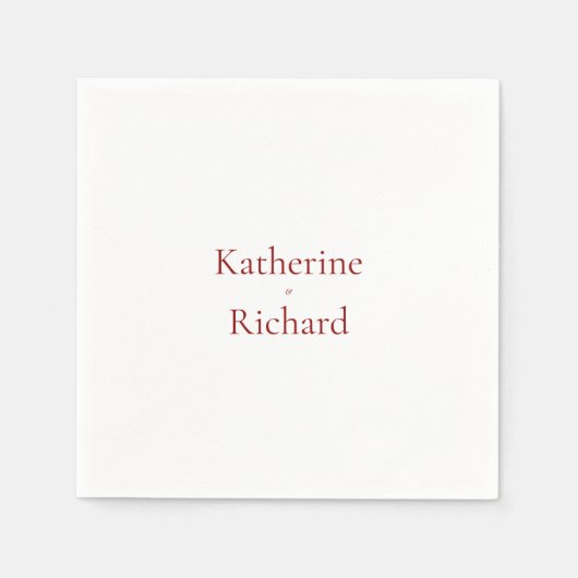 Serviette En Papier Cocktail de mariage rouge et blanc (Devant)