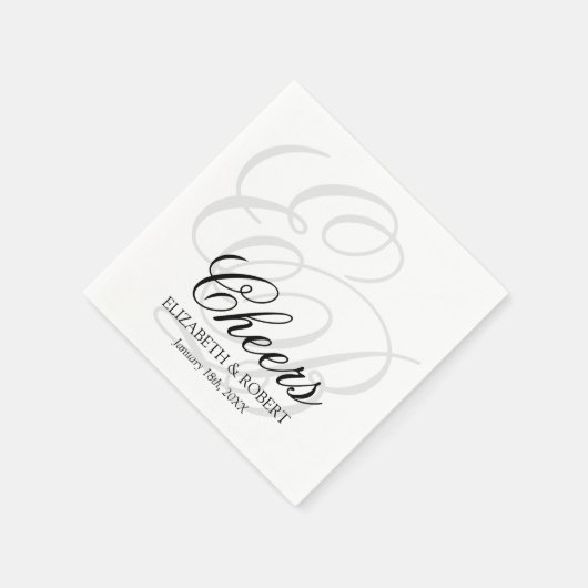 Serviette En Papier Cocktail de mariage simple monogramme acclamations (Coin)