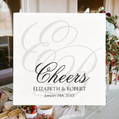 Serviette En Papier Cocktail de mariage simple monogramme acclamations