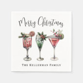 Serviette En Papier Cocktail de Noël festif (Devant)