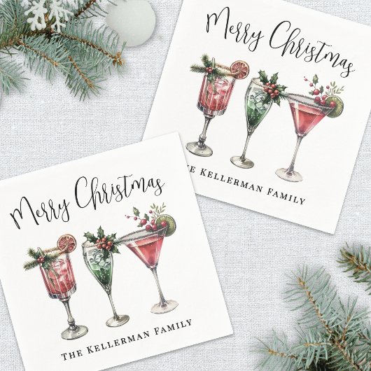 Serviette En Papier Cocktail de Noël festif