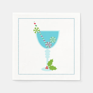 Serviette En Papier Cocktail de Noël Napkin avec martini olive