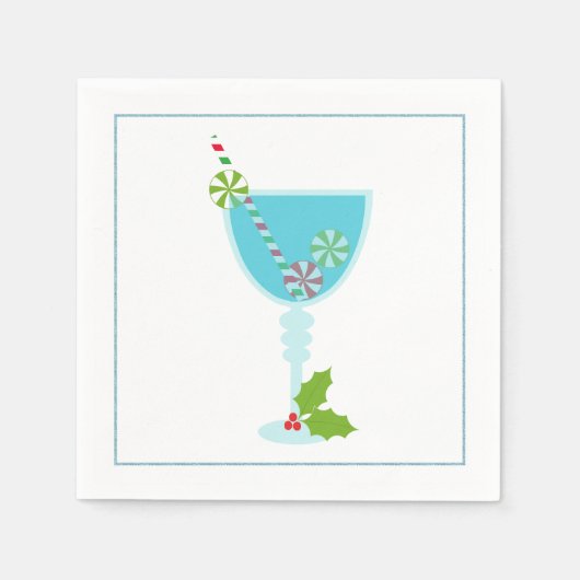 Serviette En Papier Cocktail de Noël Napkin avec martini olive (Devant)