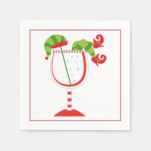 Serviette En Papier Cocktail de Noël Napkin avec martini olive