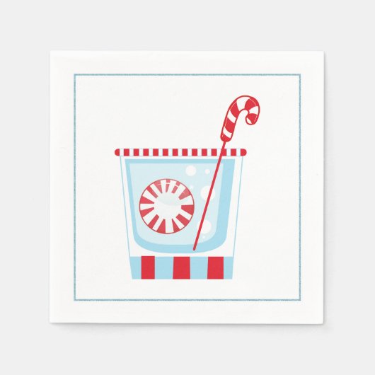 Serviette En Papier Cocktail de Noël Napkin avec martini olive (Devant)