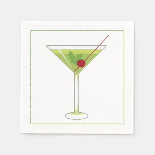 Serviette En Papier Cocktail de Noël Napkin avec martini olive