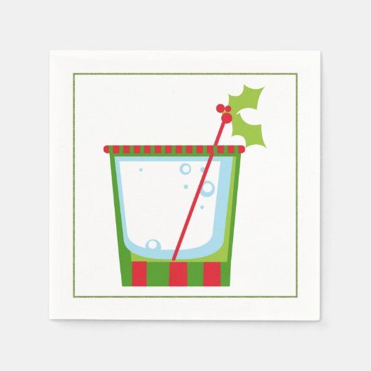 Serviette En Papier Cocktail de Noël Napkin avec martini olive (Devant)