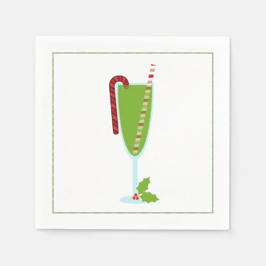 Serviette En Papier Cocktail de Noël Napkin avec martini olive (Devant)