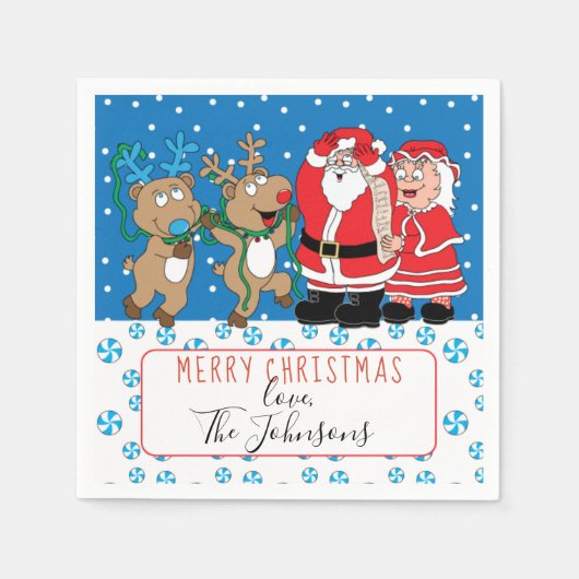 Serviette En Papier Cocktail de Noël personnalisé Napkin Santa Claus (Devant)