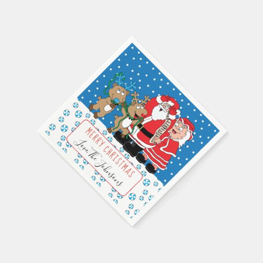 Serviette En Papier Cocktail de Noël personnalisé Napkin Santa Claus (Coin)