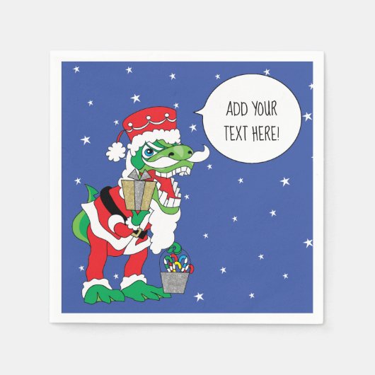 Serviette En Papier Cocktail de Noël personnalisé serviettes Dino Père (Devant)