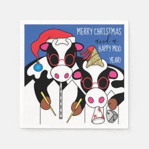 Serviette En Papier Cocktail de Noël personnalisé serviettes "Vaches"