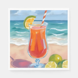 Serviette En Papier Cocktail de plage Peinture aquarelle des vagues