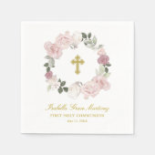 Serviette En Papier Cocktail de première sainte communion personnalisé (Devant)
