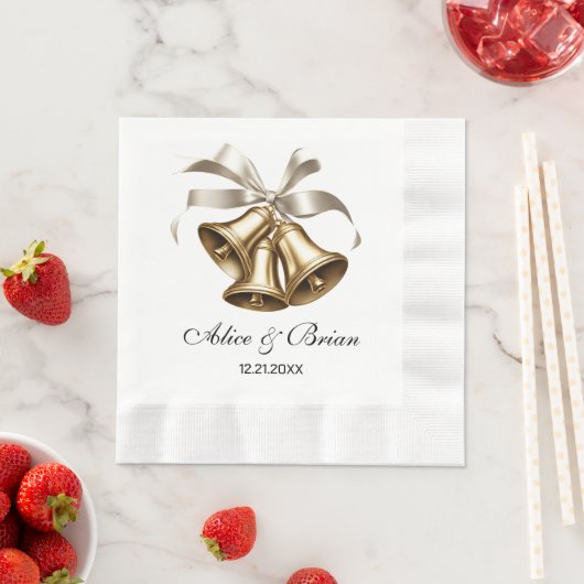 Serviette En Papier Cocktail de réception de cloches de mariage (En situation)