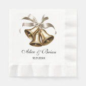 Serviette En Papier Cocktail de réception de cloches de mariage (Devant)