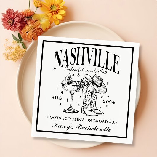 Serviette En Papier Cocktail de rodéo Nashville Bachelorette